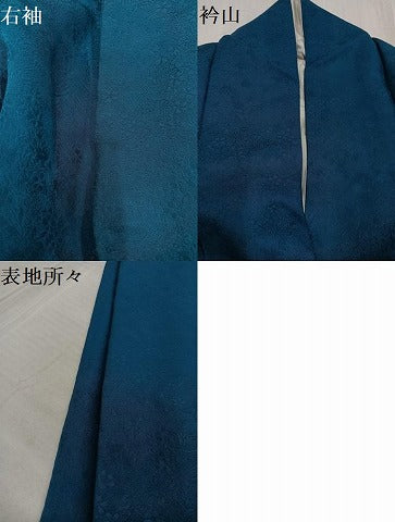 平和屋着物●豪華振袖 花地紋 色無地 藍色 やまと誂製 正絹 逸品 AABF6104ph