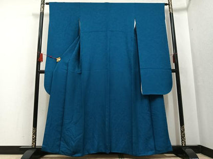 平和屋着物●豪華振袖 花地紋 色無地 藍色 やまと誂製 正絹 逸品 AABF6104ph