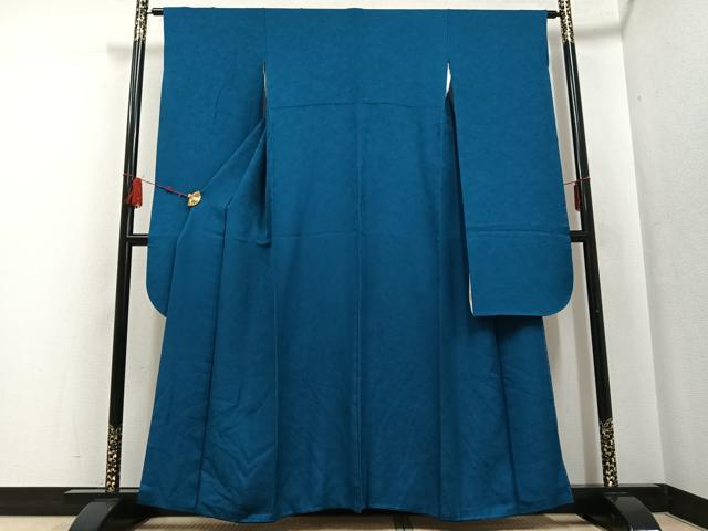 平和屋着物●豪華振袖 花地紋 色無地 藍色 やまと誂製 正絹 逸品 AABF6104ph