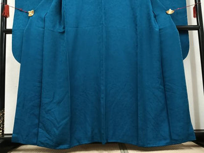 平和屋着物●豪華振袖 花地紋 色無地 藍色 やまと誂製 正絹 逸品 AABF6104ph