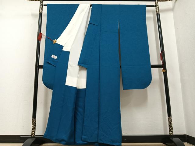 平和屋着物●豪華振袖 花地紋 色無地 藍色 やまと誂製 正絹 逸品 AABF6104ph