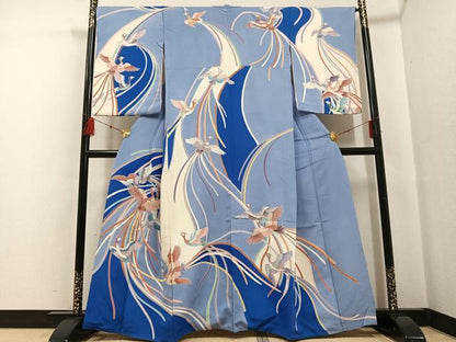 平和屋着物●創業460年・千總 訪問着 駒刺繍 鳳凰 銀彩 三越扱い 正絹 逸品 AABF6106ph