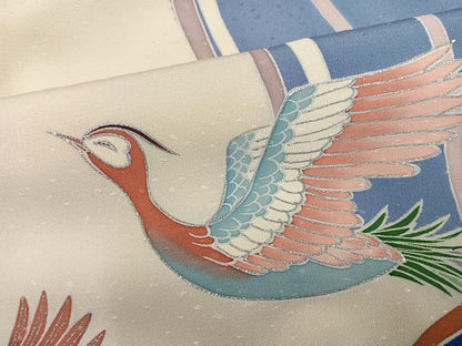 平和屋着物●創業460年・千總 訪問着 駒刺繍 鳳凰 銀彩 三越扱い 正絹 逸品 AABF6106ph