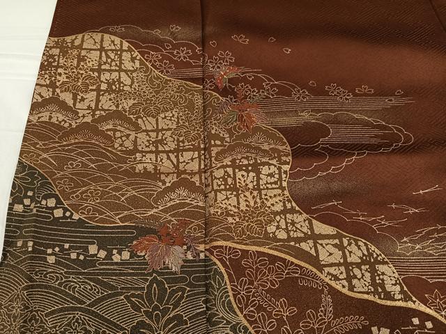 平和屋着物●訪問着 刺繍 花蝶文 金彩 正絹 逸品 AABF6111ph