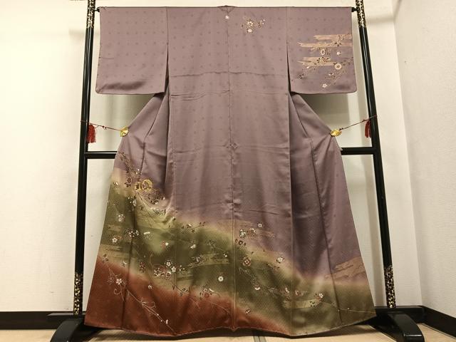平和屋着物●訪問着 駒刺繍 鳳凰更紗鼓文 暈し染め 金彩 正絹 逸品 AABF6112ph