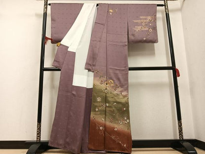 平和屋着物●訪問着 駒刺繍 鳳凰更紗鼓文 暈し染め 金彩 正絹 逸品 AABF6112ph