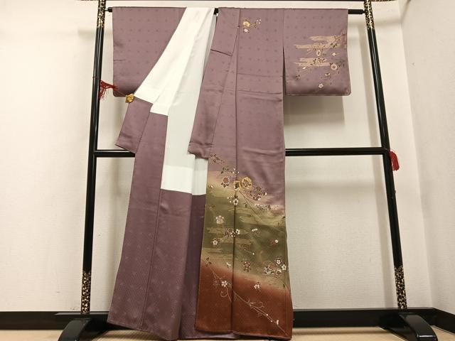 平和屋着物●訪問着 駒刺繍 鳳凰更紗鼓文 暈し染め 金彩 正絹 逸品 AABF6112ph