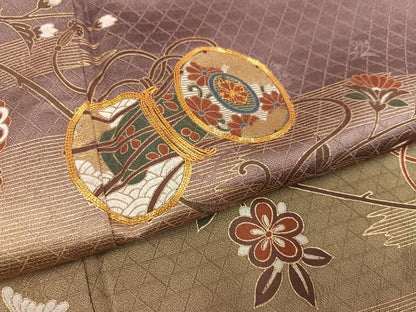 平和屋着物●訪問着 駒刺繍 鳳凰更紗鼓文 暈し染め 金彩 正絹 逸品 AABF6112ph