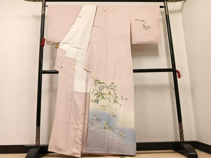 平和屋着物●訪問着 友禅 流水源氏香草花文 暈し染め さが美扱い 正絹 逸品 AABF6113ph