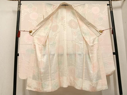 平和屋着物●振袖用長襦袢 無双仕立て 草花地紋 暈し染め 正絹 逸品 AABF6115ph
