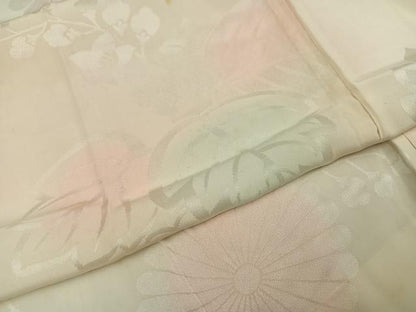 平和屋着物●振袖用長襦袢 無双仕立て 草花地紋 暈し染め 正絹 逸品 AABF6115ph