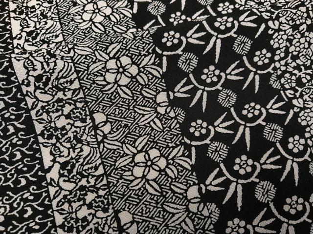 平和屋着物●上質な小紋 型染め 草花間道 黒地 正絹 逸品 AABF6116ph