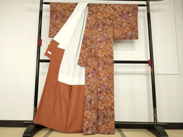 平和屋着物●洗える最高級着物 ＜英＞はなぶさ謹製 小紋 北山紅葉 たとう紙付き 洗える着物 AABF6127ck