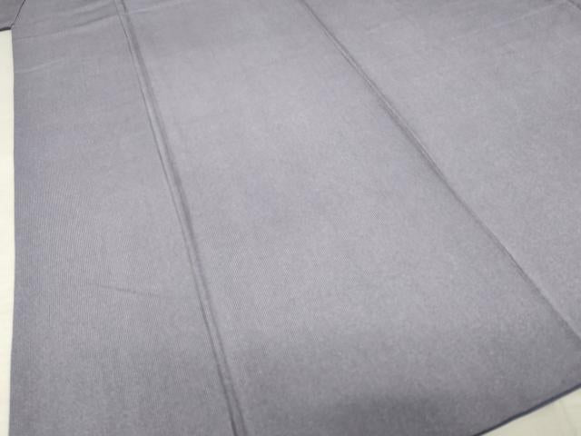 平和屋着物●江戸小紋 極細縞小紋 万筋 濃鼠色×薄色 浜ちりめん 反端付き 正絹 逸品 AABF6128ck