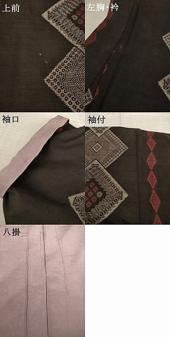 平和屋着物●本場大島紬 龍郷絣 菱繋ぎ間道 正絹 逸品 AABF6130ck