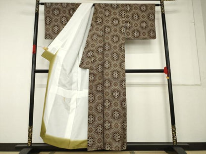 平和屋着物●本場大島紬　アンティーク大島　亀甲花文　正絹　逸品　AABF6131ck