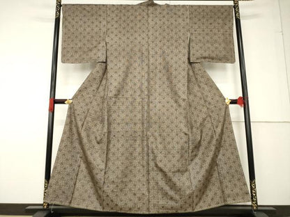 平和屋着物●本場大島紬 割込み絣 菱繋ぎ文様 正絹 逸品 AABF6132ck
