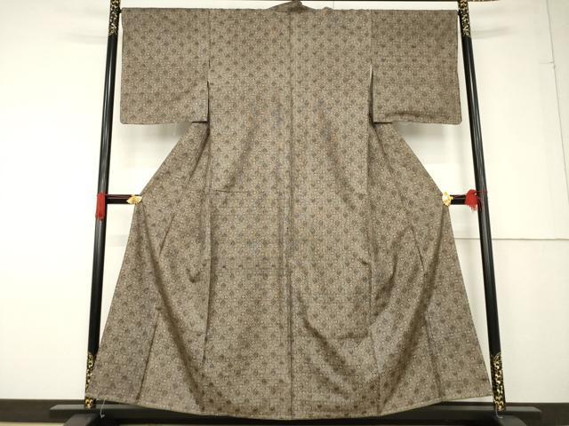 平和屋着物●本場大島紬 割込み絣 菱繋ぎ文様 正絹 逸品 AABF6132ck