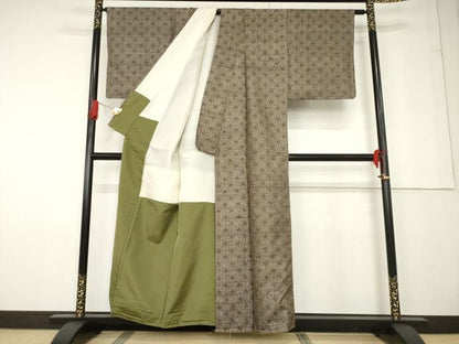 平和屋着物●本場大島紬 割込み絣 菱繋ぎ文様 正絹 逸品 AABF6132ck