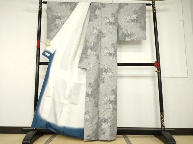 平和屋着物●本場大島紬 白大島 一元7マルキ 総絣 草花文 やまと誂製 正絹 逸品 AABF6133ck