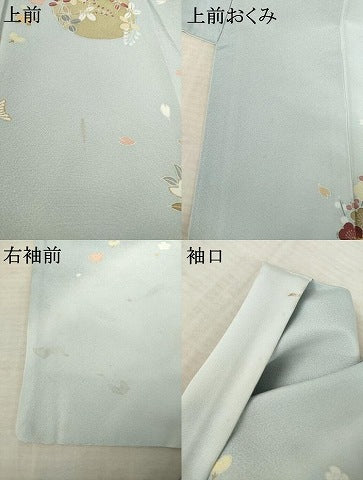 平和屋着物●訪問着 友禅 駒刺繍 花丸文 金彩 三越扱い 正絹 逸品 AABF6134ck