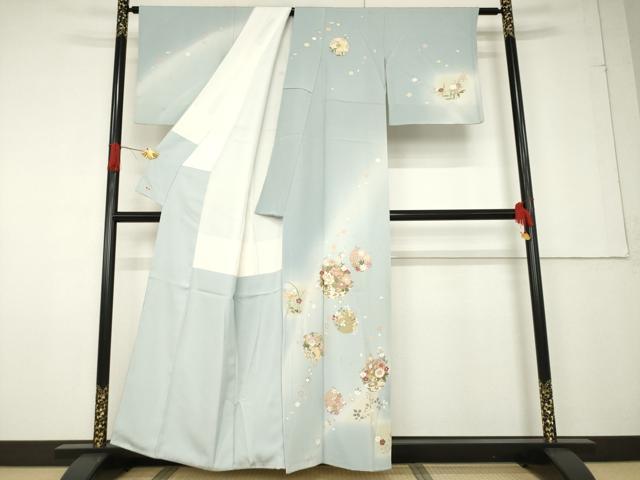 平和屋着物●訪問着 友禅 駒刺繍 花丸文 金彩 三越扱い 正絹 逸品 AABF6134ck