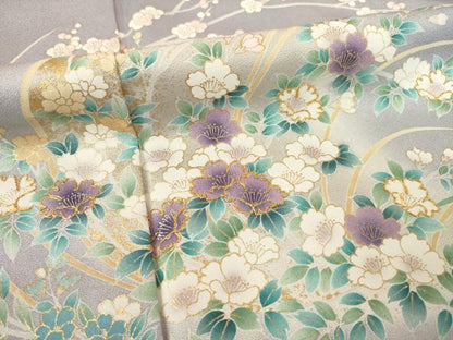 平和屋着物●訪問着 駒刺繍 花丸文 金彩 正絹 逸品 AABF6135ck