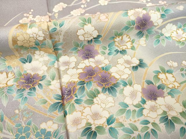 平和屋着物●訪問着 駒刺繍 花丸文 金彩 正絹 逸品 AABF6135ck