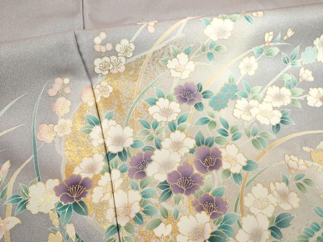 平和屋着物●訪問着 駒刺繍 花丸文 金彩 正絹 逸品 AABF6135ck