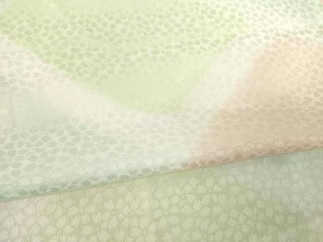 平和屋着物●長襦袢 無双仕立て 桜尽くし地紋 暈し染め 正絹 逸品 AABF6137ck