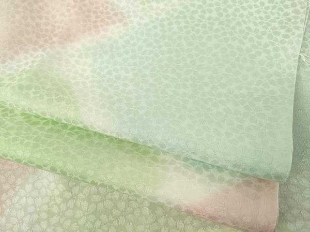 平和屋着物●長襦袢 無双仕立て 桜尽くし地紋 暈し染め 正絹 逸品 AABF6137ck