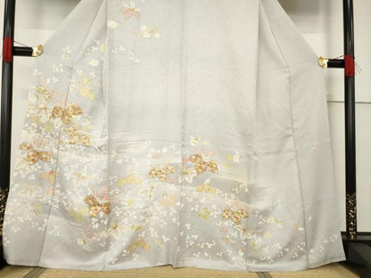 平和屋着物●訪問着 友禅 作家物 駒刺繍 桐 金彩 正絹 逸品 未使用 AABF6138ck