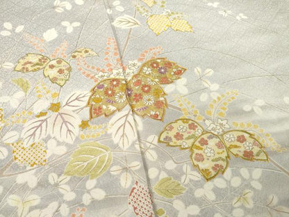 平和屋着物●訪問着 友禅 作家物 駒刺繍 桐 金彩 正絹 逸品 未使用 AABF6138ck