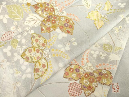 平和屋着物●訪問着 友禅 作家物 駒刺繍 桐 金彩 正絹 逸品 未使用 AABF6138ck