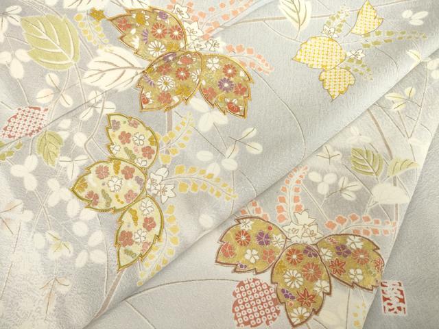 平和屋着物●訪問着 友禅 作家物 駒刺繍 桐 金彩 正絹 逸品 未使用 AABF6138ck