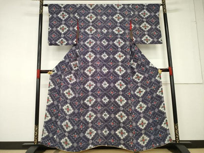 平和屋着物●アンティーク 大正ロマン 小紋 花菱文 正絹 逸品 AABF6141ck