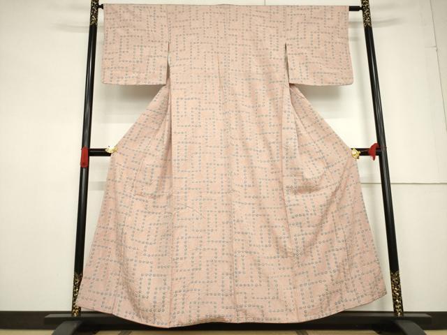 平和屋着物●上質な紬 絞り 幾何学文様 正絹 逸品 AABF6142ck