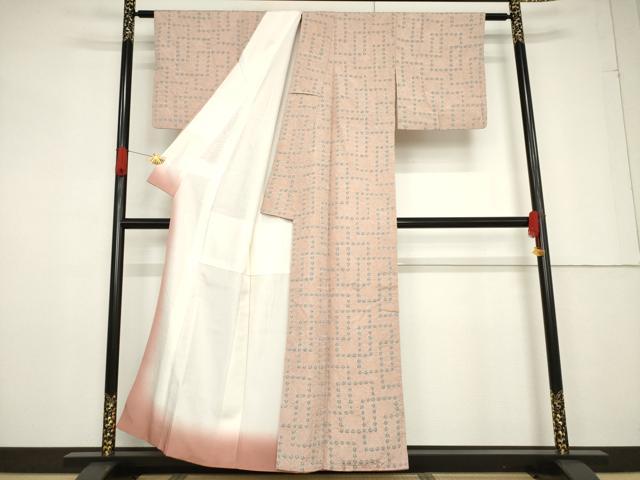平和屋着物●上質な紬 絞り 幾何学文様 正絹 逸品 AABF6142ck