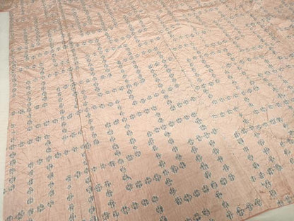 平和屋着物●上質な紬 絞り 幾何学文様 正絹 逸品 AABF6142ck