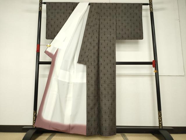 平和屋着物●本場大島紬 麻の葉文様 カタス7マルキ 酒井織物謹製 証紙付き 正絹 逸品 AABF6143ck