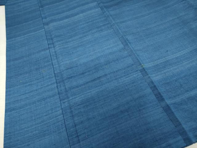 平和屋着物●上質な紬 横段文 本藍 正絹 逸品 AABF6145ck