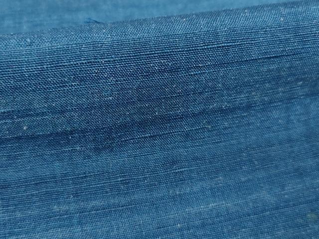 平和屋着物●上質な紬 横段文 本藍 正絹 逸品 AABF6145ck