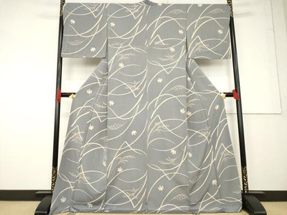 平和屋着物●上質な小紋 稲穂 桐 金彩 ロング丈 正絹 逸品 AABF6146ck