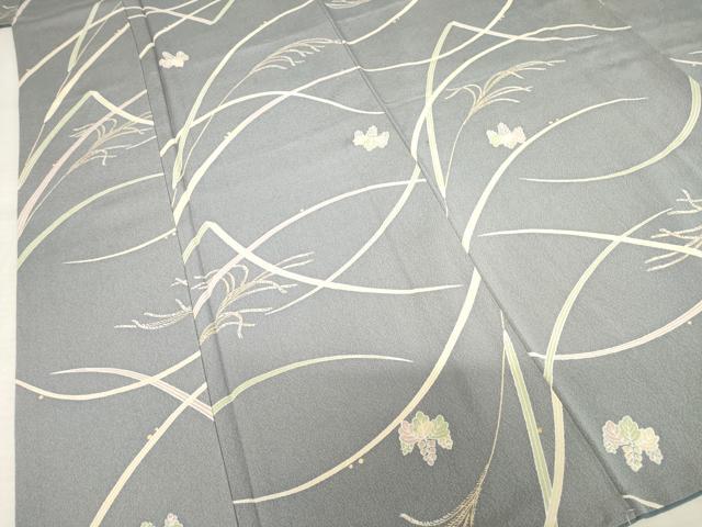 平和屋着物●上質な小紋 稲穂 桐 金彩 ロング丈 正絹 逸品 AABF6146ck