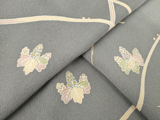 平和屋着物●上質な小紋 稲穂 桐 金彩 ロング丈 正絹 逸品 AABF6146ck