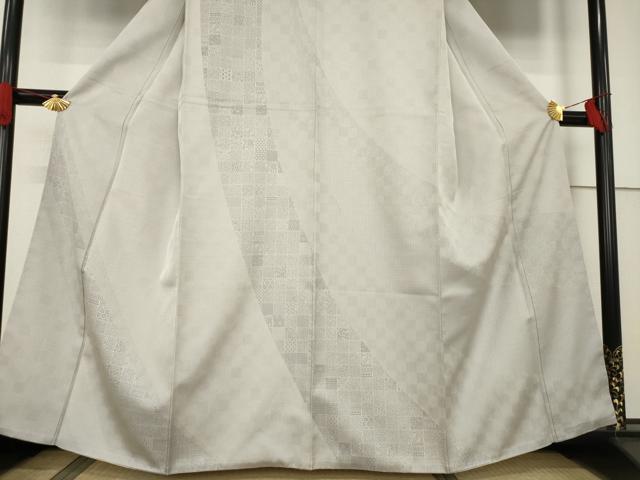 平和屋着物●お召 訪問着 市松文 正絹 逸品 AABF6151ck