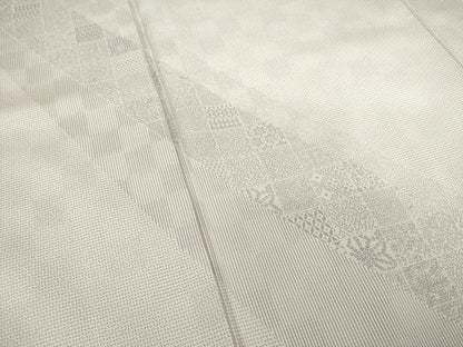 平和屋着物●お召 訪問着 市松文 正絹 逸品 AABF6151ck