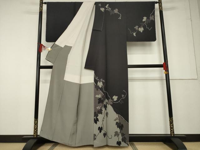 平和屋着物●京都の名門ブランド 銀花仙 訪問着 葡萄蔦草文 正絹 逸品 未使用 AABF6154ck