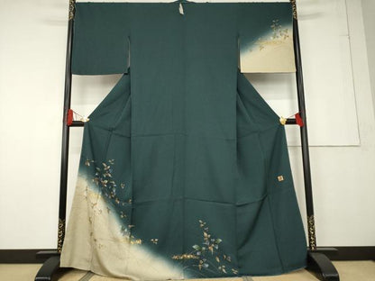 平和屋着物●和紙染染色作家・植村彩弘 訪問着 南天文 暈し染め 金彩 やまと金ラベル 正絹 逸品 AABF6156ck