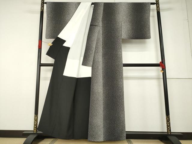 平和屋着物●上質な小紋 間道 たたき染 正絹 逸品 AABF6157ck